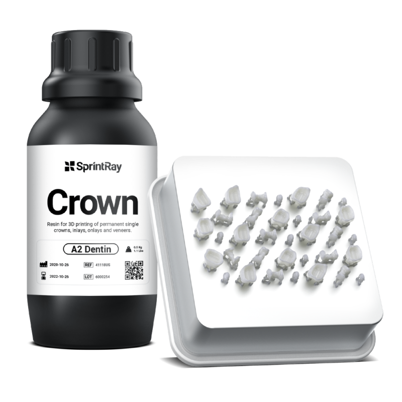 Le bac à résine Crown Kit de la marque SprintRay est très économique grâce à se petite contenance de 50 ml