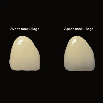 Les différentes de teinte avant et après maquillage grâce au CZR FC de la marque Kuraray Noritake