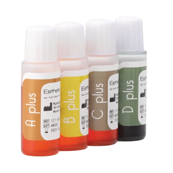 Une partie de la gamme Esthetic Colorant de la marque Kuraray Noritake