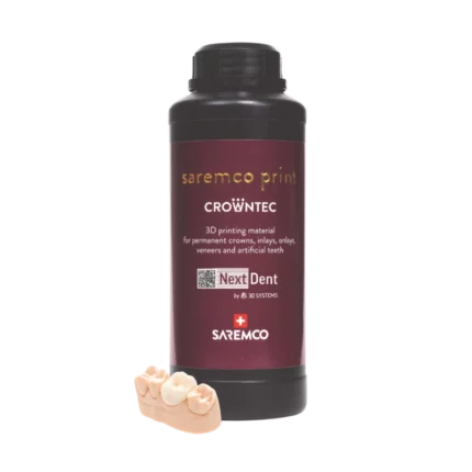 Pot de 1L de résine Crowntec, fruit d'un partenariat entre les marques NextDent et Saremco