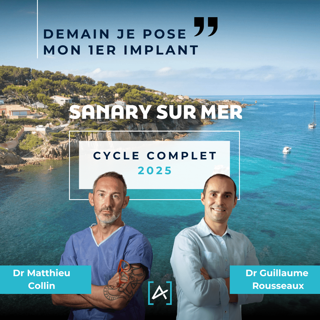 Carrousel d'images pour la formation implantaire "Demain je pose mon premier implant" avec les Dr Matthieu Collin et Guillaume Rousseaux