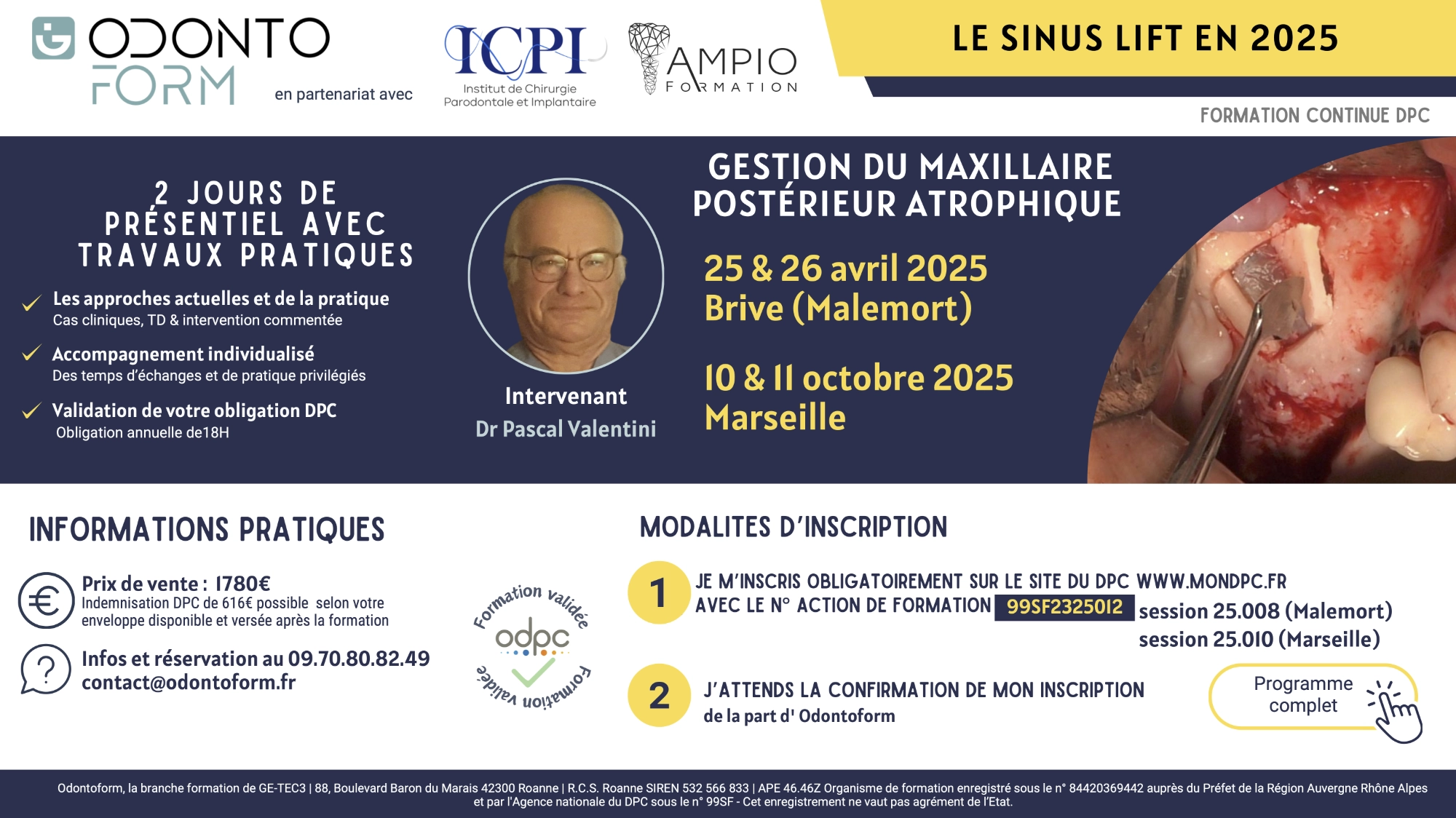Le visuel de la formation proposée par le Dr Valentini