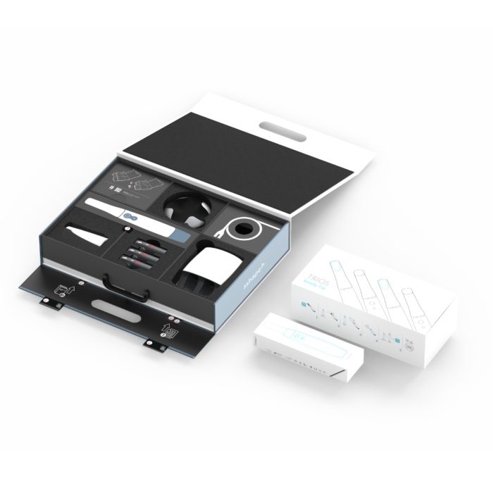 Le contenu de la boite du nouveau scanner intra-oral TRIOS 6 de la marque 3Shape