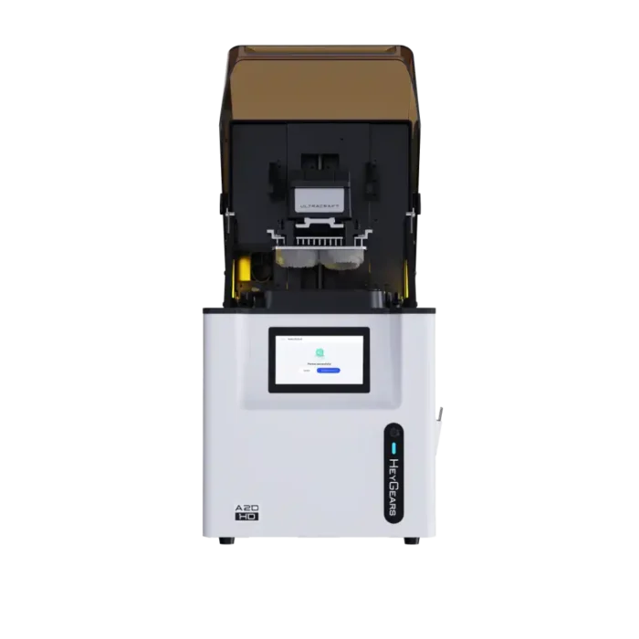 Visuel de face avec le capot ouvert de l'mprimante 3D UltraCraft A2D HD de la marque HeyGears