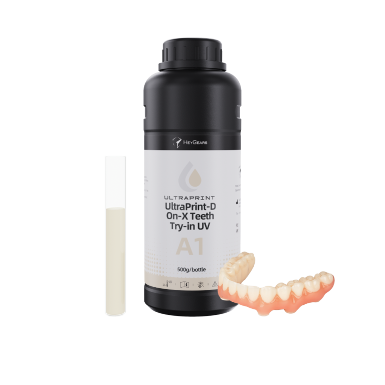 Le pot de 500mL de résine UltraPrint Dental On-X Teeth Try-in UV A1 de la marque HeyGears
