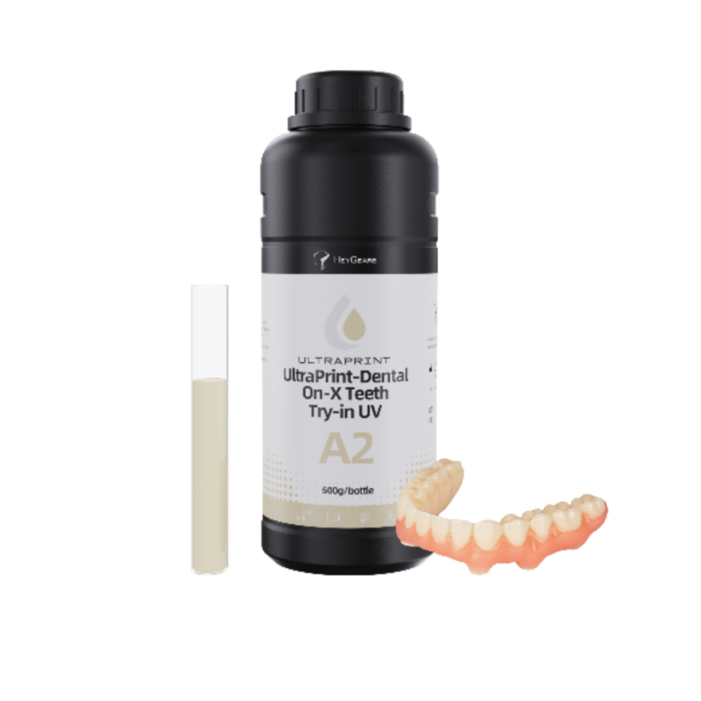 Le pot de 500mL de résine UltraPrint Dental On-X Teeth Try-in UV A2 de la marque HeyGears