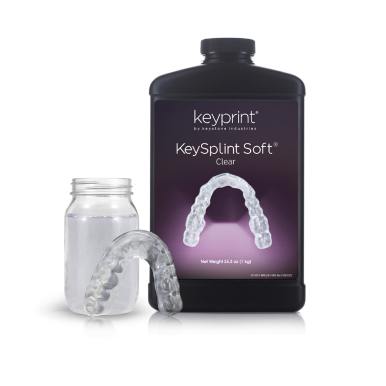 Le pot de 1L en teinte clear de résine UltraPrint-Dental Soft Splint UV Clear de la marque HeyGears