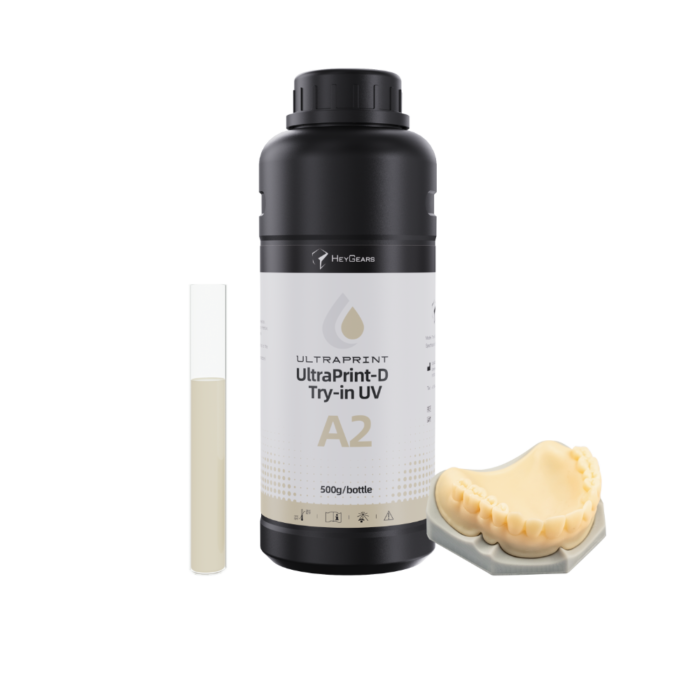 Le pot de 500mL de résine UltraPrint Dental Try-in UV A2 de la marque HeyGears