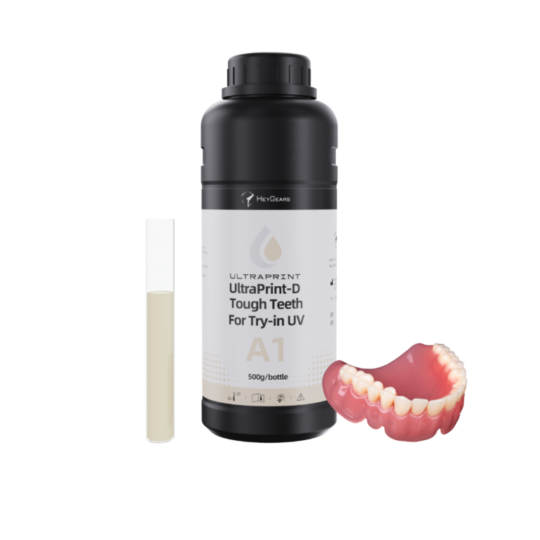 Le pot de 500mL de résine UltraPrint Dental Tough Teeth For Try-in UV A1 de la marque HeyGears