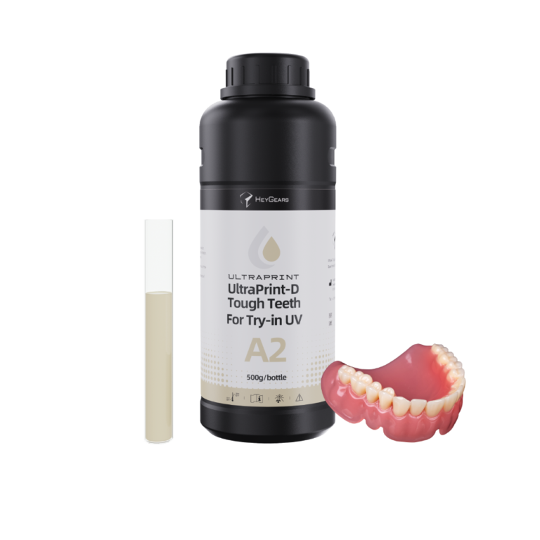 Le pot de 500mL de résine UltraPrint Dental Tough Teeth For Try-in UV A2 de la marque HeyGears