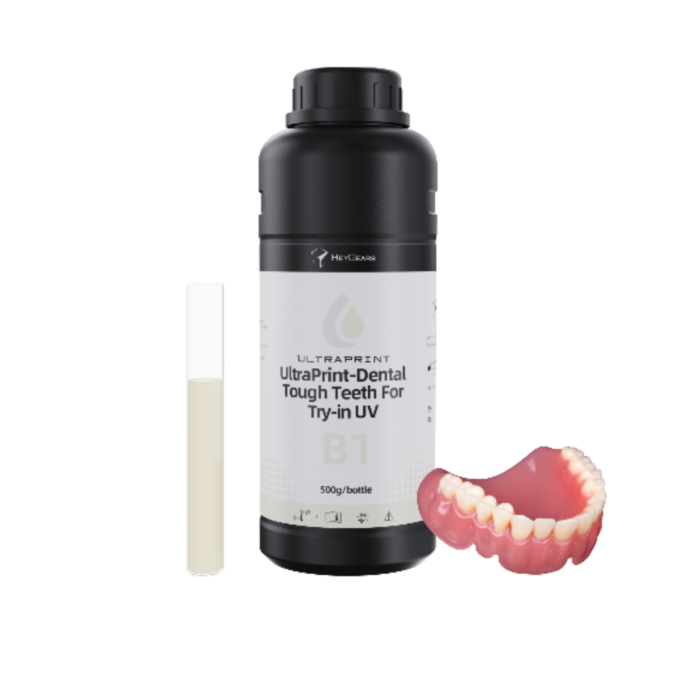 Le pot de 500mL de résine UltraPrint Dental Tough Teeth For Try-in UV B1 de la marque HeyGears