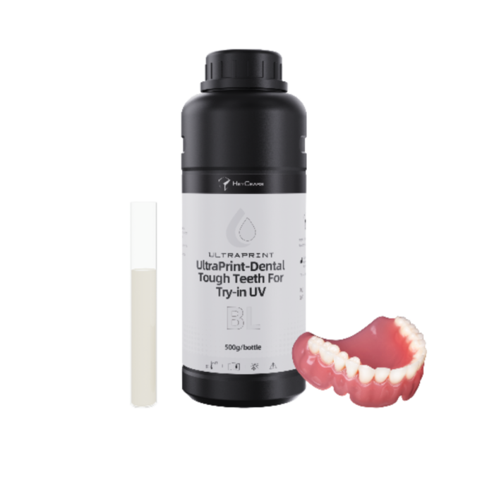 Le pot de 500mL de résine UltraPrint Dental Tough Teeth For Try-in UV BL de la marque HeyGears