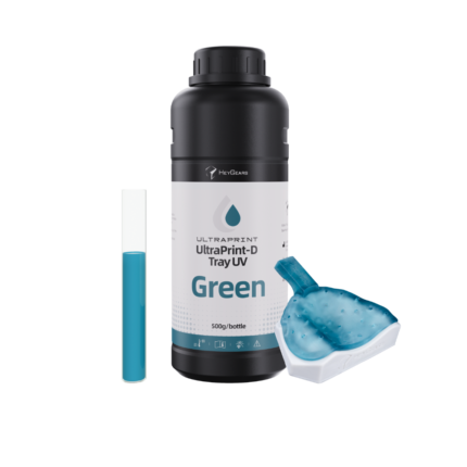 Le pot de 500mL en teinte verte (green) de résine UltraPrint Dental Tray UV de la marque HeyGears