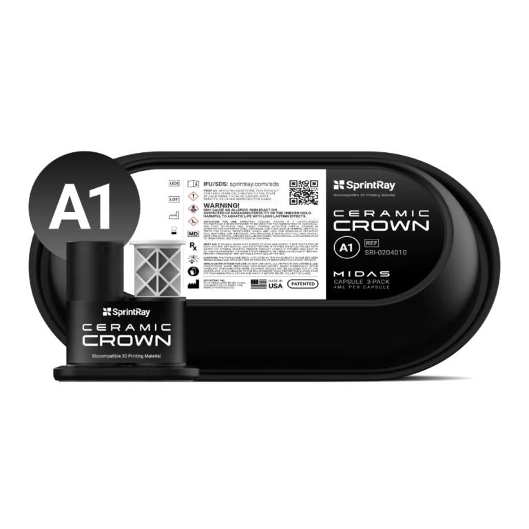 Capsules de résine Ceramic Crown A1 pour imprimante 3D Midas de la marque SprintRay