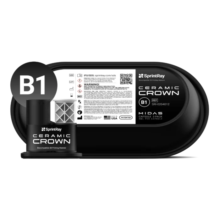 Capsules de résine Ceramic Crown B1 pour imprimante 3D Midas de la marque SprintRay