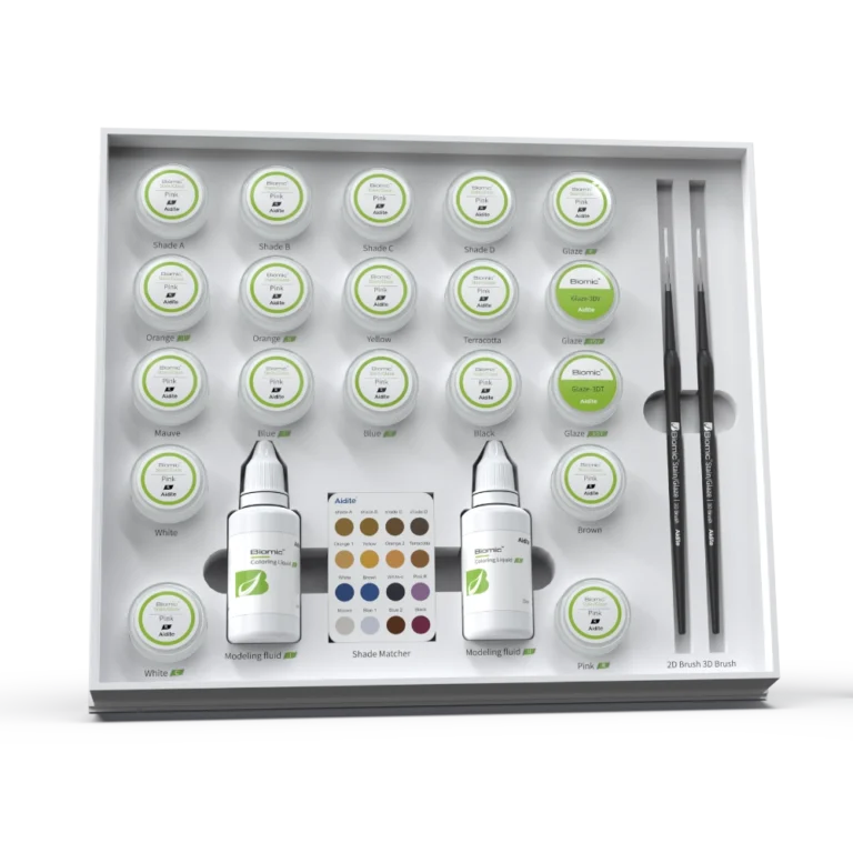 Kit complet Aesthetic Set Biomic Stain Glaze Aidite pour caractérisation dentaire haute précision de la marque Aidite