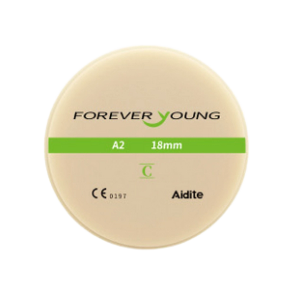 Disque CFAO PMMA Monoshade Aidite 98.5mm pour couronnes et bridges provisoires Aidite PMMA monocouche haute densité pour des provisoires fiables et économiques.