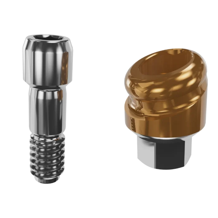Pilier angulé 18 degrés compatible DESIGN pour prothèse amovible de la marque Clic’n Loc