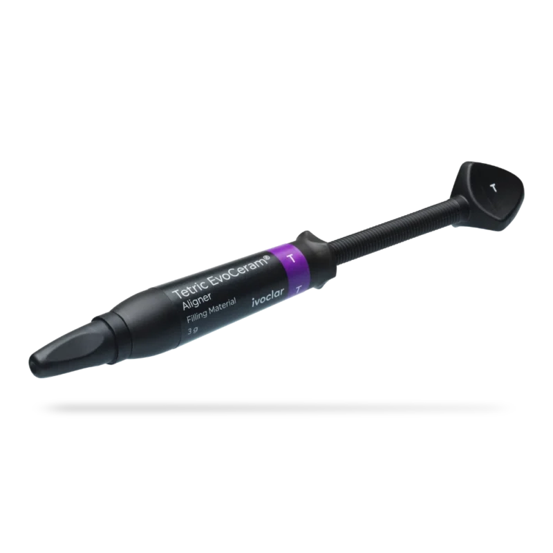 Seringue Tetric EvoCeram Aligner d'Ivoclar, composite teinte T pour la réalisation de taquets d'aligneurs transparents
