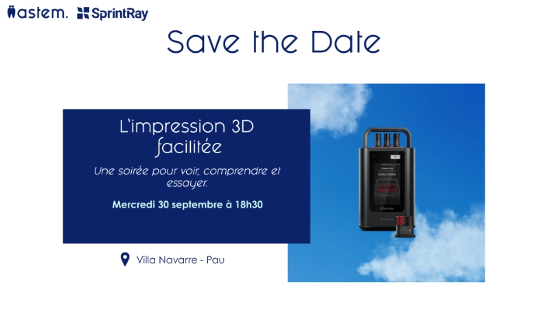 Visuel de la soirée SprintRay du 30 septrembre 2026 à Pau sur l'impression 3D facilitée