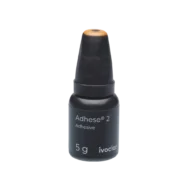 Flacon de 5 g d'adhésif universel Adhese 2 d'Ivoclar, photopolymérisable ou dual, avec applicateurs DC bleus