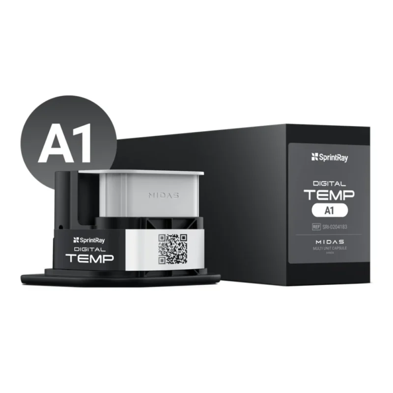 Boîte de 3 capsules multi-unités SprintRay Digital Temp, résine pour couronnes et bridges provisoires, compatible presse Midas, teintes A1 et A2