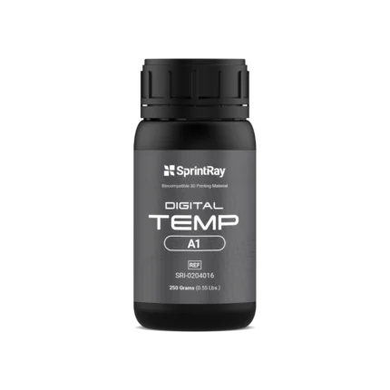 Bouteille de 250 g de résine SprintRay Digital Temp pour couronnes et bridges provisoires imprimés en 3D, teintes A1, A2, B1 et Bleach
