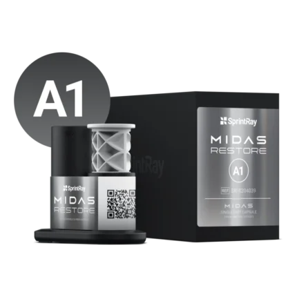 Boîte de 3 capsules unitaires SprintRay Midas Restore, résine de restauration définitive pour presse numérique Midas, teintes A1 à C2