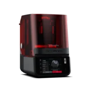 SprintRay NanoPrint, imprimante 3D dentaire compacte rouge et noire avec écran tactile, conçue pour l'impression au fauteuil