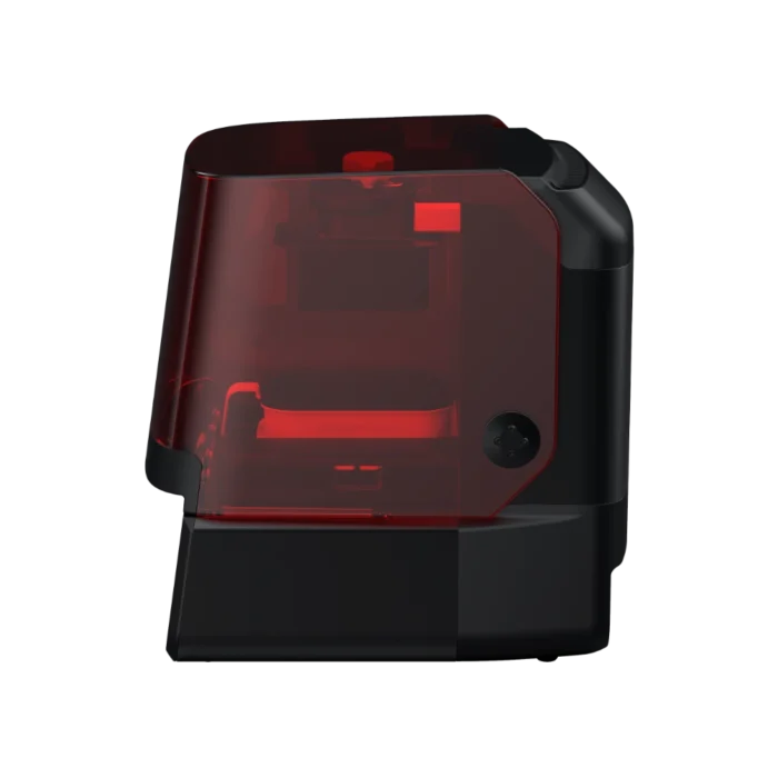 SprintRay NanoPrint, imprimante 3D dentaire compacte rouge et noire avec écran tactile, conçue pour l'impression au fauteuil