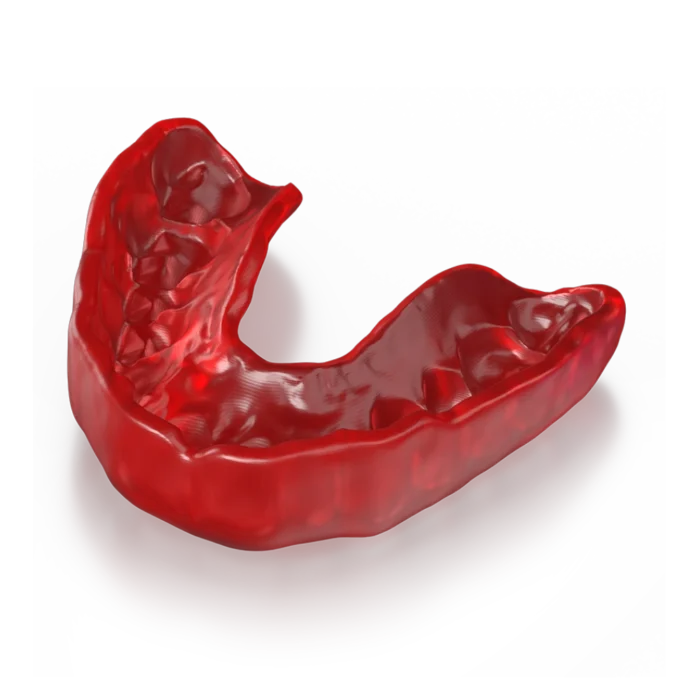 Flacons de résine SprintRay SportsGuard de 500 g en teintes Crimson Red, Cobalt Blue et Clear pour protège-dents sportifs